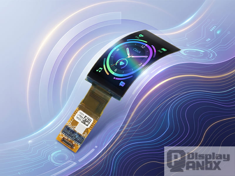 1.5 inch flexible OLED wearable display with curved screen and colorful smartwatch-style user interface