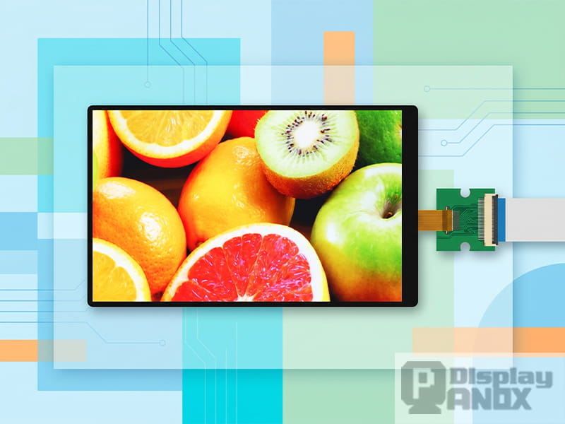 7 inch TFT-LCD display module with connector board in a clean embedded display illustration