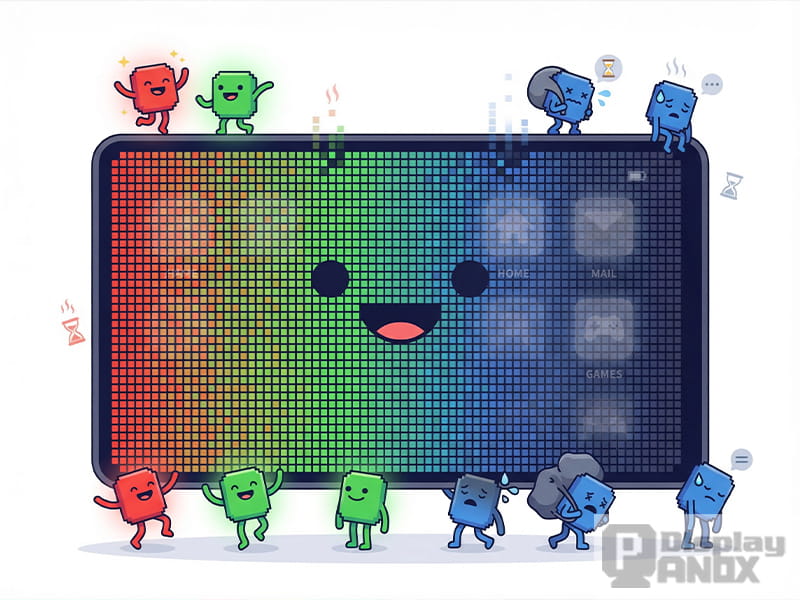 amoled pixel aging and burn in cartoon