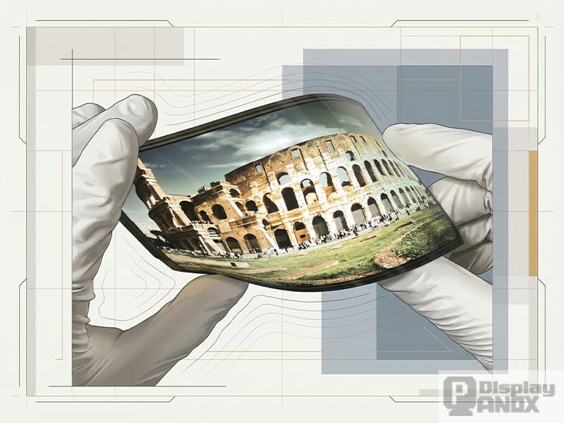 flexible oled bending demonstration editorial graphic
