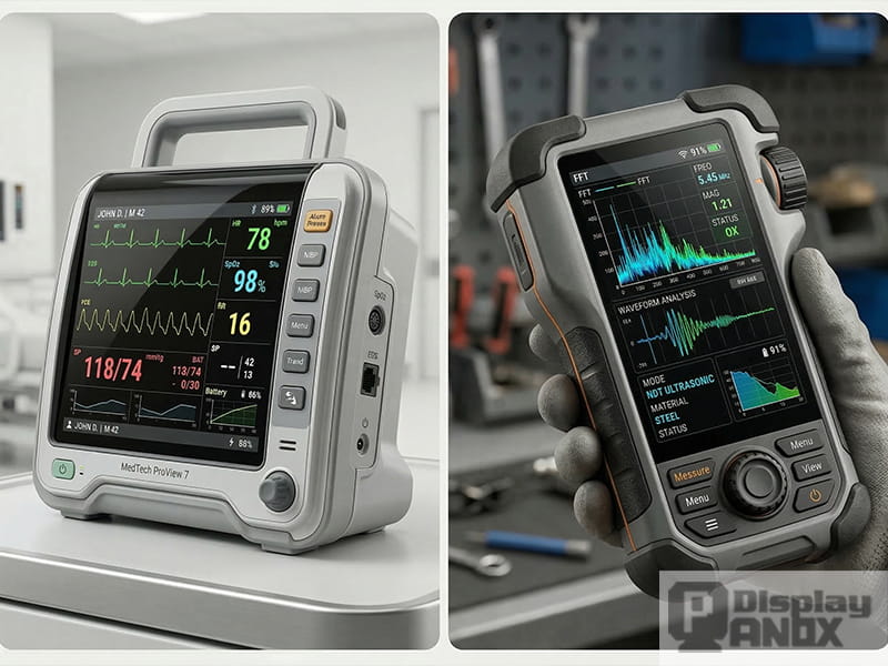 7.8-inch flexible OLED applications in portable medical monitors and handheld industrial detectors with advanced data visualization