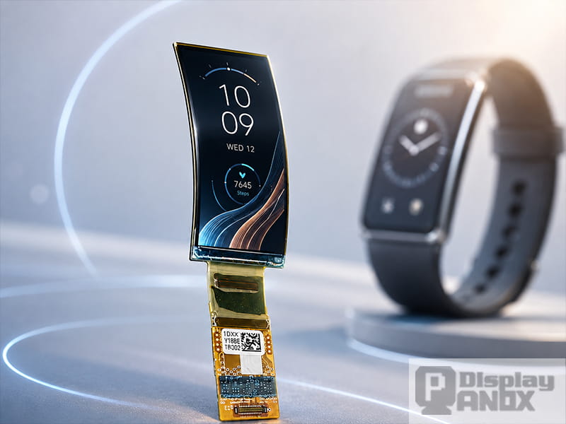 1.5 inch flexible OLED display module designed for wearable smartwatch applications.