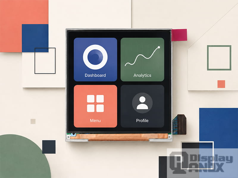 3 inch square TFT LCD display with a clean dashboard interface, showing how a 1:1 screen supports compact embedded UI layouts.