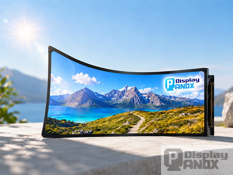 6.52 inch flexible OLED display showing clear outdoor imagery under bright sunlight