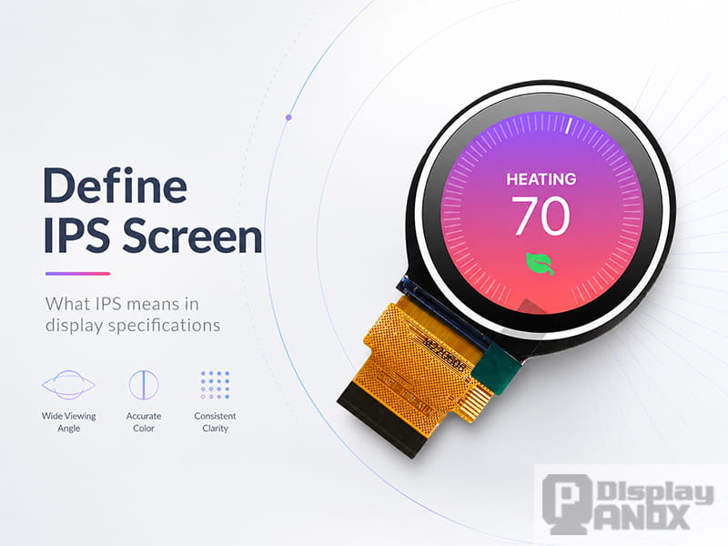 Round TFT LCD module illustrating the meaning and key features of an IPS screen.