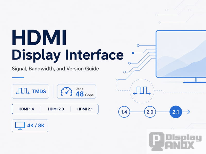 HDMI display interface guide showing TMDS, bandwidth, HDMI versions, and 4K/8K support