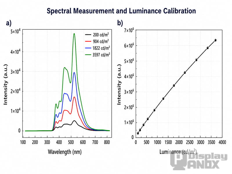 OLED emission spectrum and linear luminance calibration